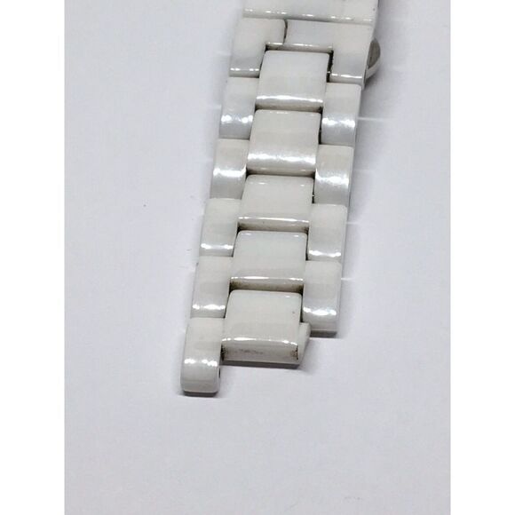 Michael Kors Ceramic Watch Bracelet Case Links Parts Band 18mm White A629 - Picture 2 of 8